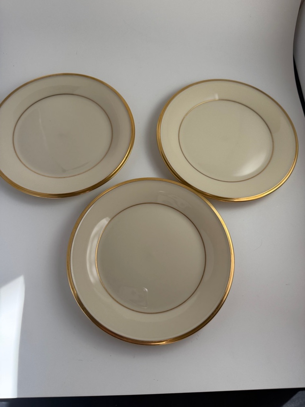 Lenox Eternal Bread Butter Plates 6 3/8” Gold Trim Ivory made in USA set of 3